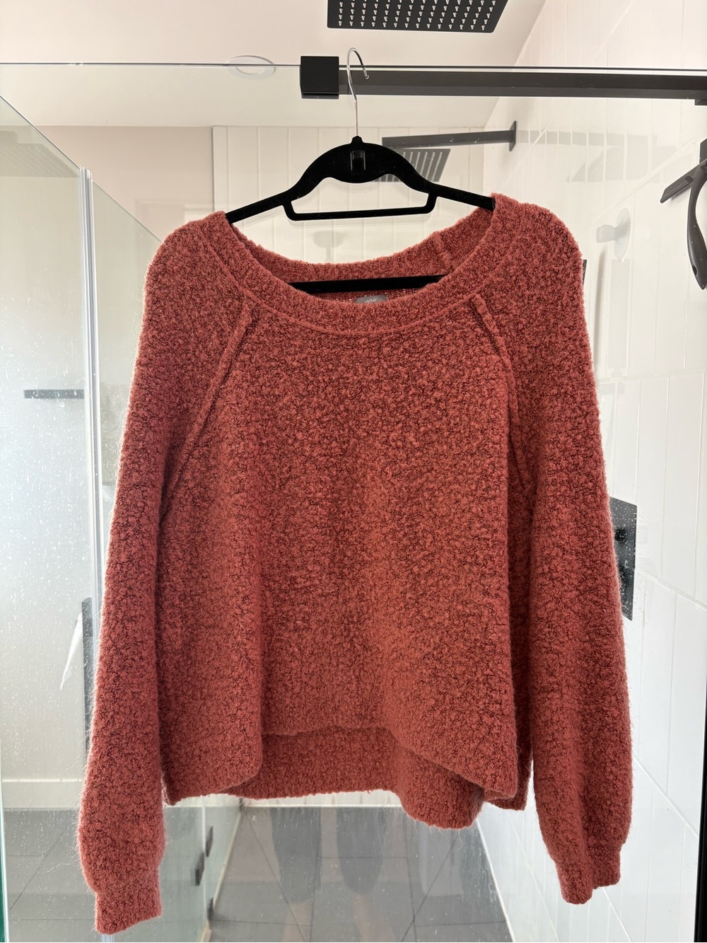aerie Women's Rust Bouclé Crewneck Sweater